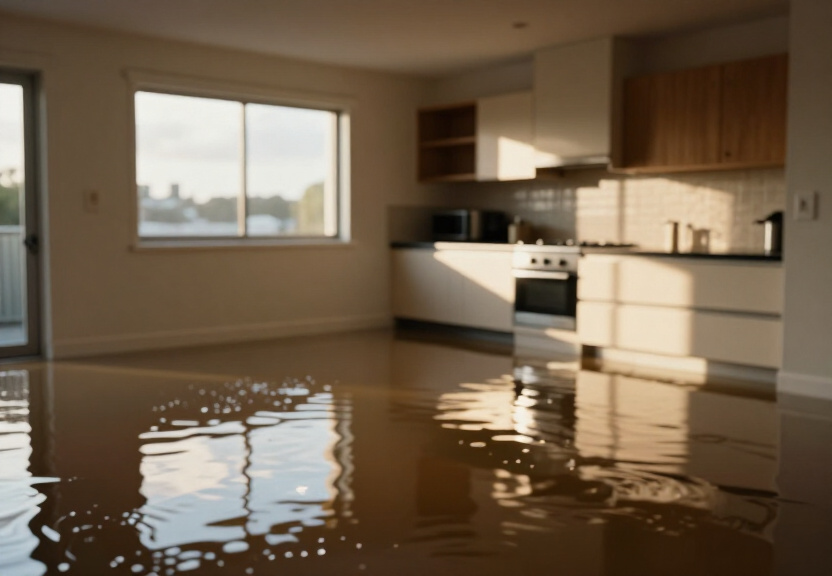 Water-damaged kitchen in Potts Hill before cleanup